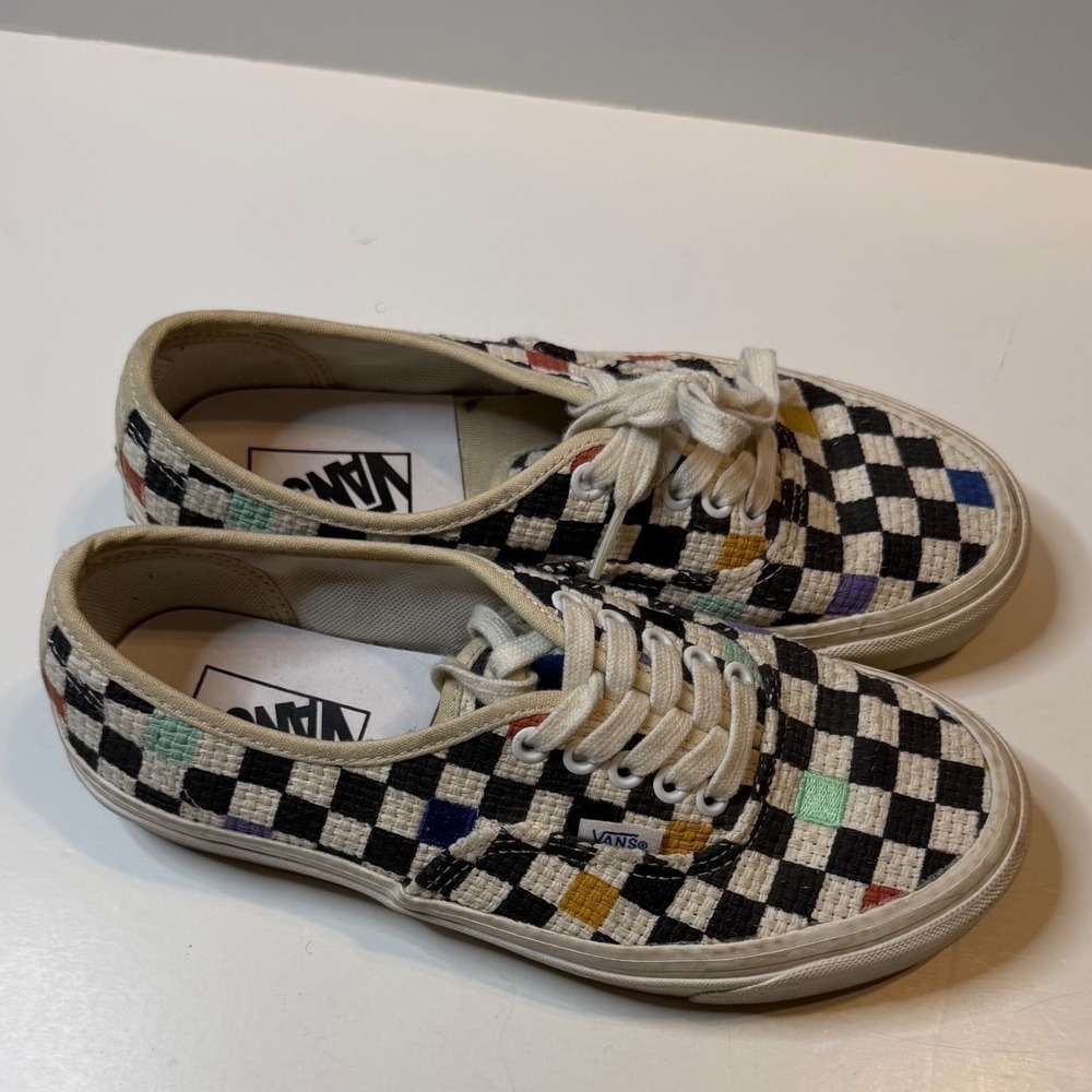 Vans Authentic NeedlePoint 44DX Sneakers Womens 8 Woven Checkerboard Low Top - Picture 5 of 7